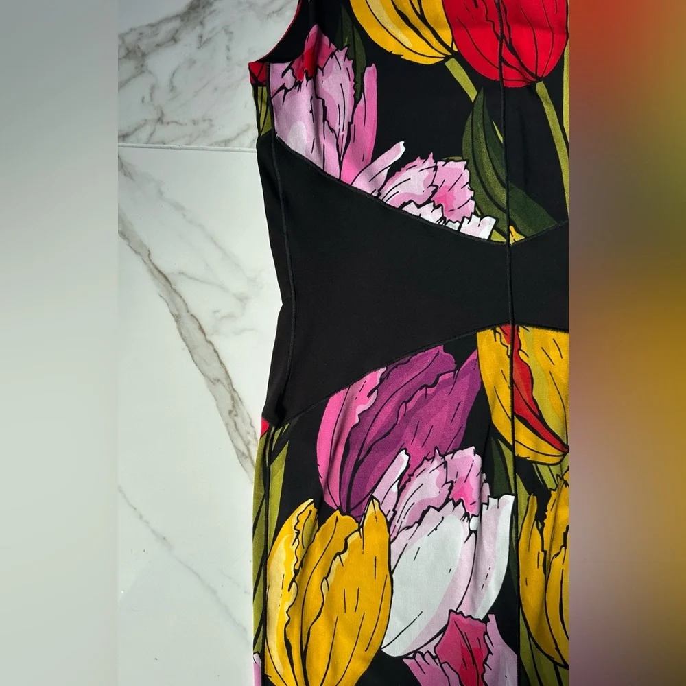 EVA VARRO Slim Waist, Sleeveless Dress Silhouette, Tulip print, EUC, Sz.S - Picture 7 of 10